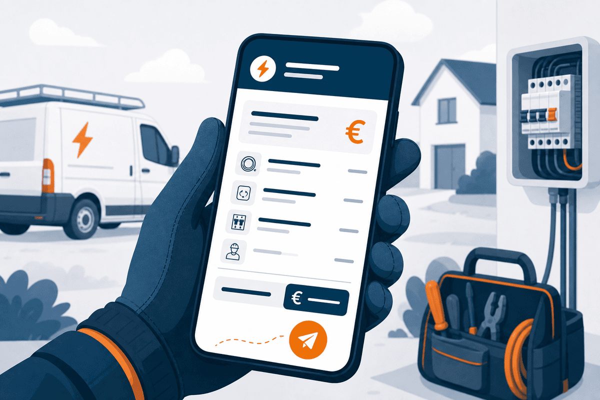 Création de devis électricien sur smartphone